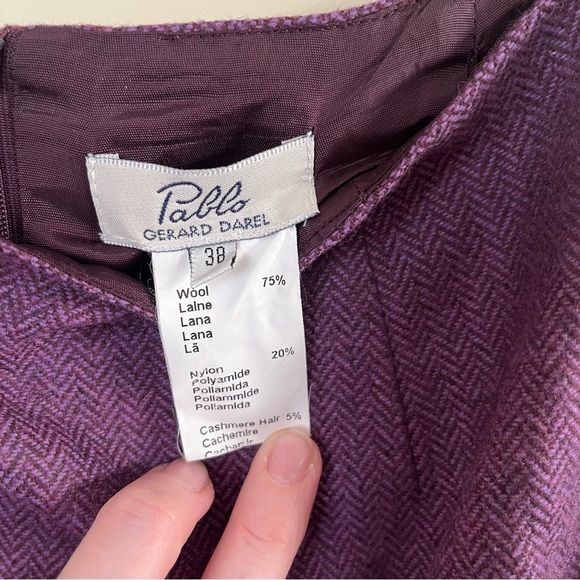 Purple herringbone trumpet pencil skirt in cashmere/wool blend - size 38 - Picture 4 of 5